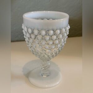 Vintage Fenton French Opalescent Hobnail Goblet | Milk glass